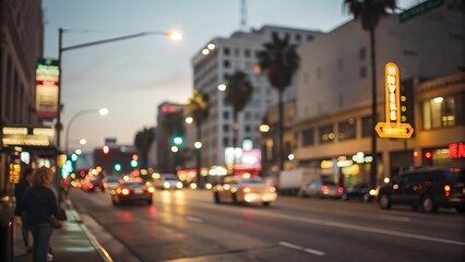 Fototapeta premium City night traffic scene with defocused background blur urban environment evening dynamics