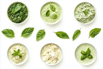 Obraz premium Green curry Thai chicken with basil in creamy coconut broth isolated on white background close-up