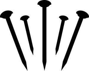 Wall Nail Head Silhouette Vector Illustration 