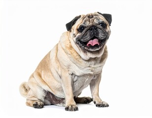 Obraz premium モデル犬 パグ 白背景