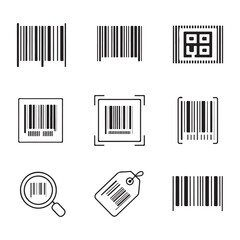 Barcode Icon Set. Collection of Barcode and QR Code Icons
