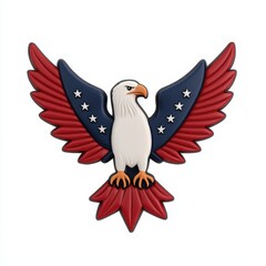 Fototapeta premium Patriotic Bald Eagle with Stars and Stripes Wings