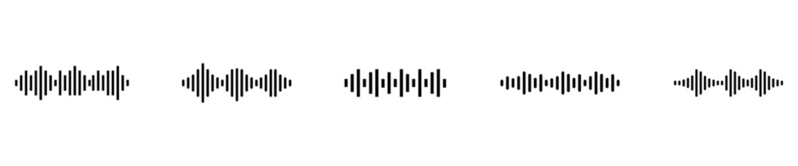 Sound wave icons. Sound wave icons set. Recording icons. Audio waves icon. Voice message and sound representation. 