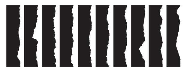 Set of ripped paper, jagged rectangle, torn paper pieces vector illustration