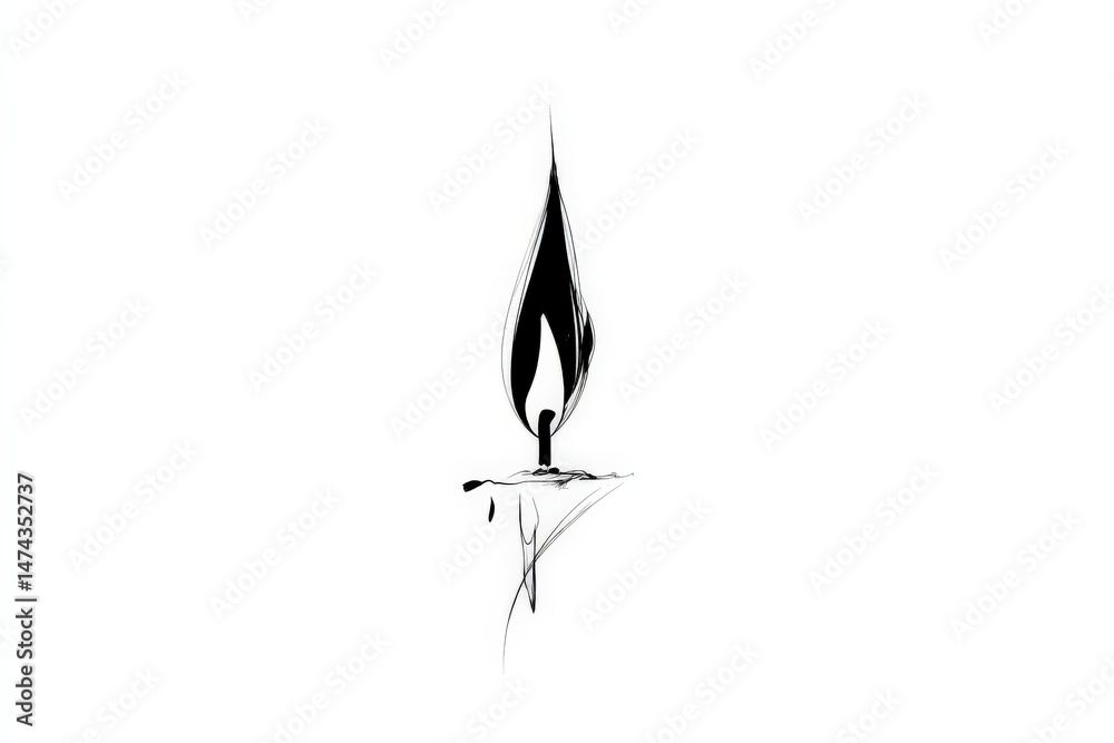 Aufkleber flame of hope depicted as a minimalist candle with a delicate drip, illuminating the darkness in a s