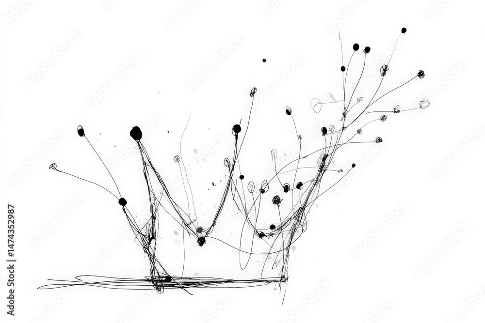 Poster Artistic representation of a crown with flowing lines and delicate features on a plain background