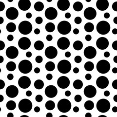 Seamless Black Circle Pattern on White Background Abstract Design Texture for Textile Print