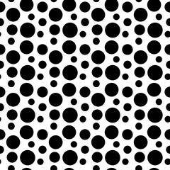 Seamless Black and White Polka Dot Pattern Texture Background for Design Projects