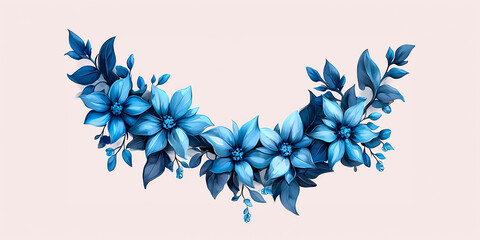 Dibujo de guirnalda nupcial de flores azules florales