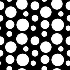 Elegant Seamless Pattern of White Circles on a Black Background Perfect for Textile Design and Digital Art Projects