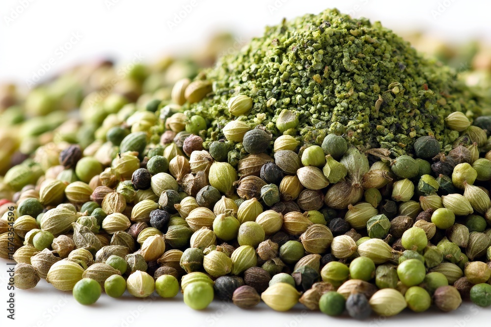 Aufkleber variety of colorful spices displayed showcasing vibrant textures and flavors in a culinary setting