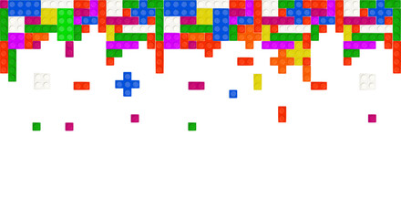 Seamless vector of building brick blocks toy . Colorful plastic toy bricks for children Brick toy design seamless for kids fashion. Vector