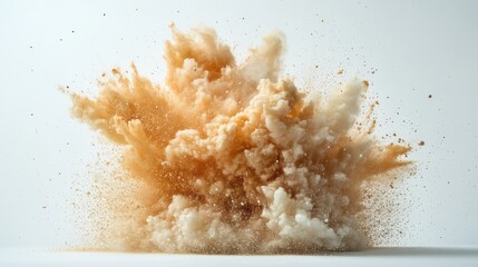 Abstract colorful paint splashes exploding in mid-air on a white background, no text or logo