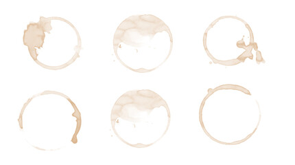 Collection Coffee Stain, Isolated On White Background, Vector Illustration