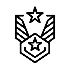 Double chevron badge with star in vector cartoon icon style