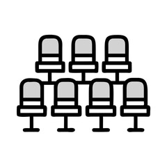 Stadium or theater seats icon in rows outline style	