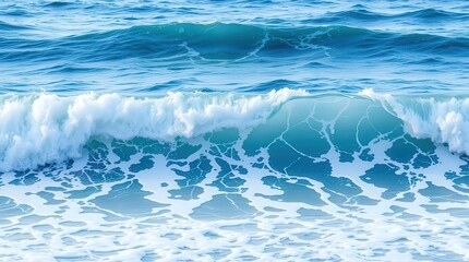 Naklejka premium Beautiful Ocean Waves with Clear Blue Water and White Foam