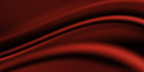 Abstract vector background luxury red silk or satin texture. Red cloth or liquid wave or wavy folds of grunge silk. Red luxurious background design of elegant curves red material.