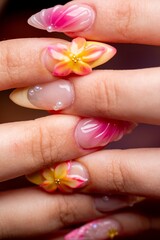 Nail design with fingers in a zipper cross formation