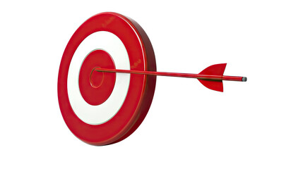 A Red Arrow Is Perfectly Centered In The Bullseye Of A Red And White Target The Target Is Laying On Its Side And Is Casting A Shadow On A Transparent Background