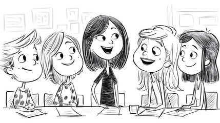 A group of children are sitting around a table with a woman