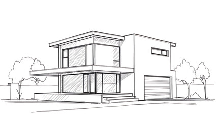 Modern house sketch design with clean lines and minimalist architectural style