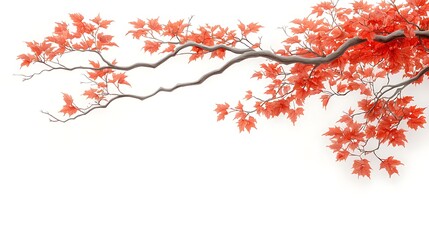 Spring flora illustration of nature's red leaves in a minimalist environment