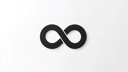 Black infinity symbol icon on pure white background.