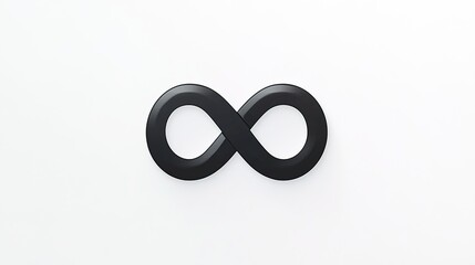 Black infinity symbol icon on pure white background.