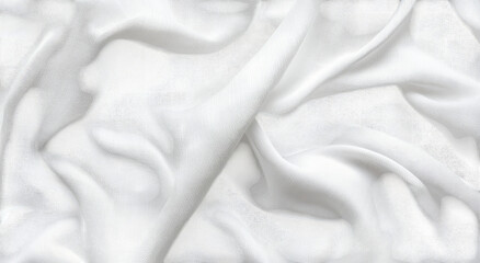 Obraz premium Closeup Of White Fabric With Soft Folds And Wrinkles Creating A Smooth And Elegant Background Texture