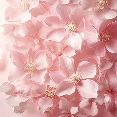 Delicate pastel pink flowers in soft focus