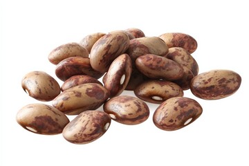 Obraz premium A close-up shot of a pile of pinto beans against a white background.