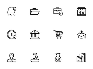 Outline Icons for Business, Finance, and Online Shopping