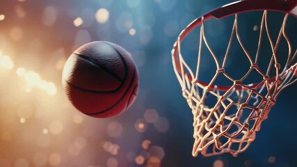 basketball flies into the ring. Selective focus - Powered by Adobe
