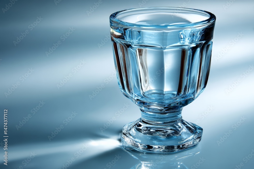 Aufkleber clear glass tumbler placed on a smooth surface reflecting soft light in an artistic display