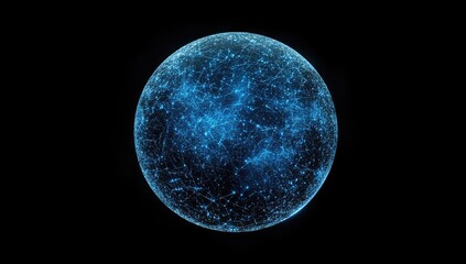 Obraz premium Abstract blue planet Earth with glowing connections on a dark background, a vector presentation design representing technology.