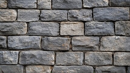 Obraz premium Detailed texture of gray stone blocks forming a solid weathered wall