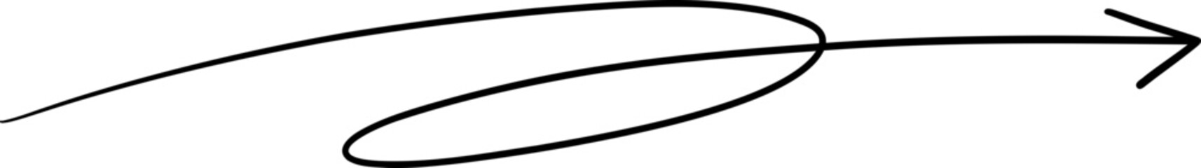 Black Hand Drawn Curved Arrow With Loop