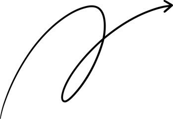 Black Hand Drawn Curved Arrow With Loop