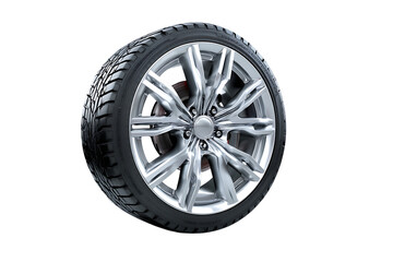 Obraz premium Sleek Car Wheel on Minimal White Background