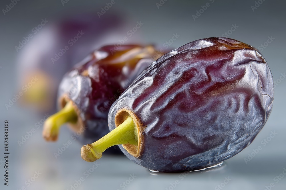 Poster freshly harvested medjool dates displayed on a smooth surface