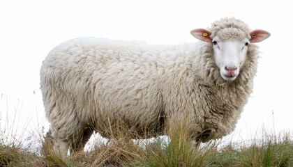 Obraz premium white fluffy sheep isolated on transparent background
