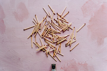 Conceptual image series using matches — new, burned, and burning — to represent stages of burnout, emotional fatigue, and mental exhaustion