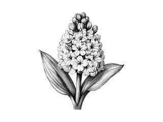 Botanical hyacinth artwork, antique floral engraving, hand-drawn vintage flower, hyacinth sketch, trendy wall decor, nature line illustration, elegant flora print,