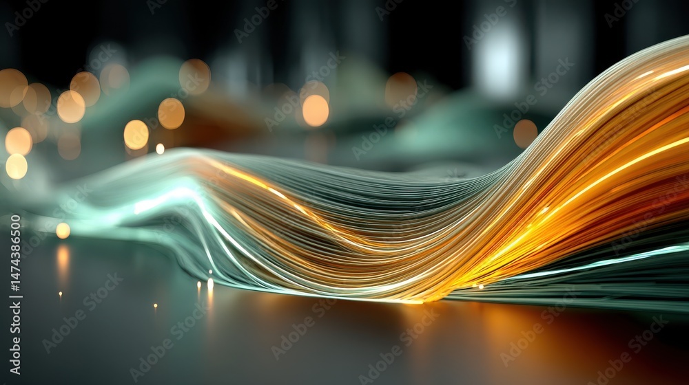 Poster 3d animation abstract colorful background with wavy glowing lines,stock photo