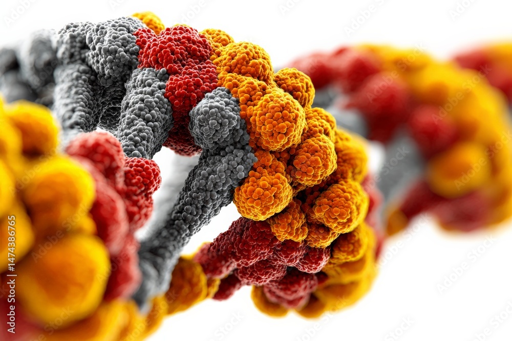 Aufkleber Visualization of DNA structure with vibrant colors highlighting its complex double helix form