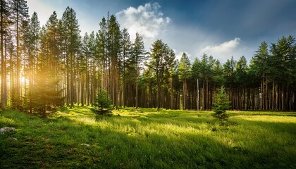 the forest edge pine green trees forest nature landscape