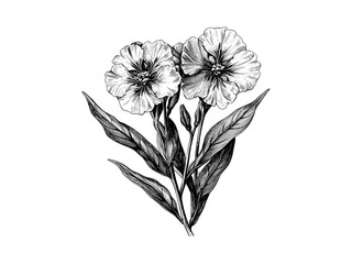 Sweet William flower engraved illustration, vintage botanical sketch, hand-drawn floral print, old engraving style, black sketch, nature decor, flora art, wild garden bloom
