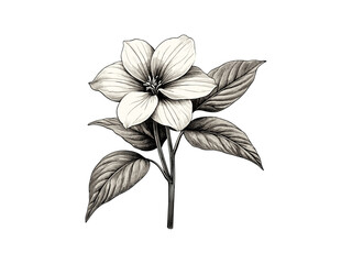 Trillium Flower Sketch, hand-drawn engraving, vintage flora art, botanical black illustration, trendy retro style, floral wall print, nature botanical drawing, wildflower print