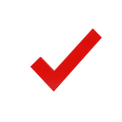 Red check mark isolated on white background